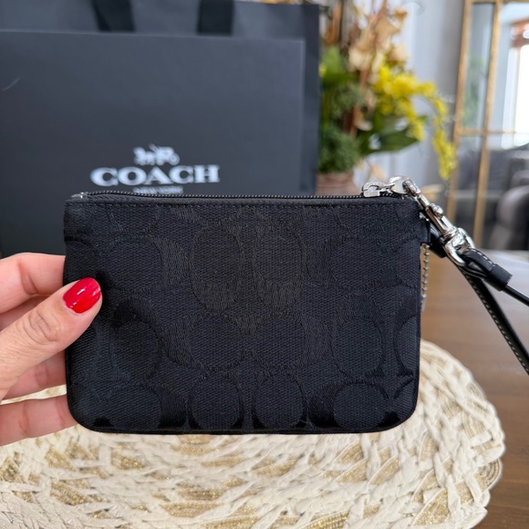 Coach Signature Jacquard Leather Wristlet Wallet Mini Clutch Bag Vintage Y2K - Picture 2 of 8